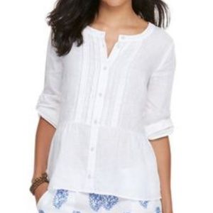 Vineyard Vines 100% linen peplum shirt